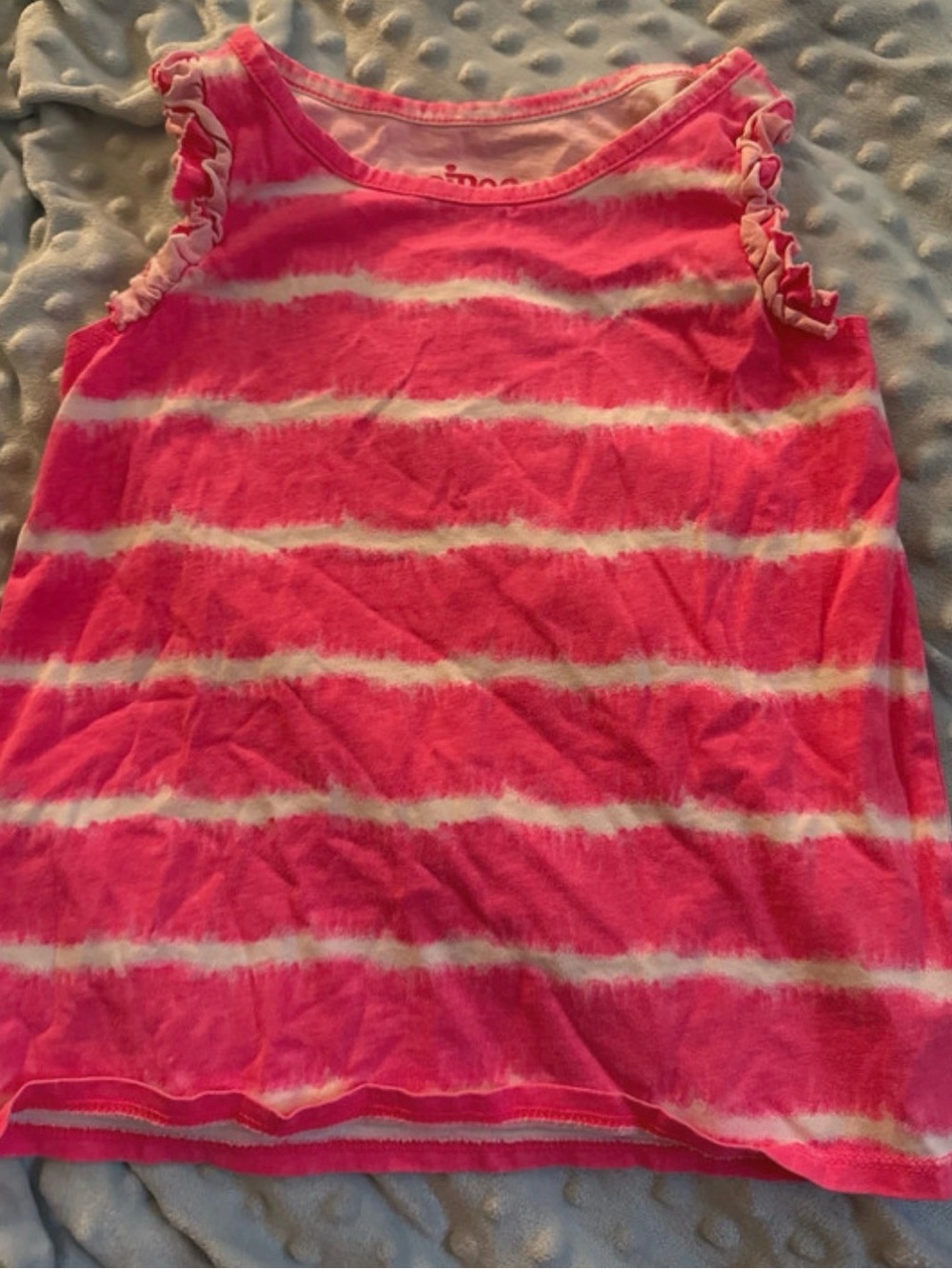 Circo Pink and White Tie-Dye Stripe Ruffle Tank